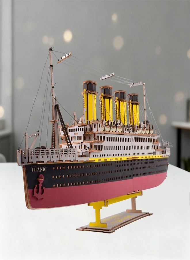 Bitopbi Large Size Titanic Model 3D Wooden Puzzles Cruise Ship Collectible Building DIY Assembly Constructor Kit Collection Gift for Teens and Adults (A3 Titanic) - Image 2